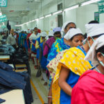 workers leaving factory during safety drill.